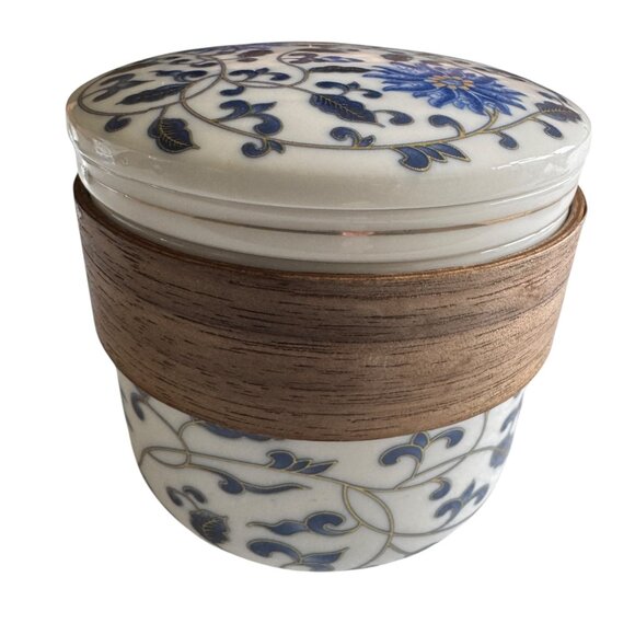 Lotus Flower Loose Leaf Teapot 3 Cups Strainer Lid Blue White Floral Meditation - Picture 7 of 16